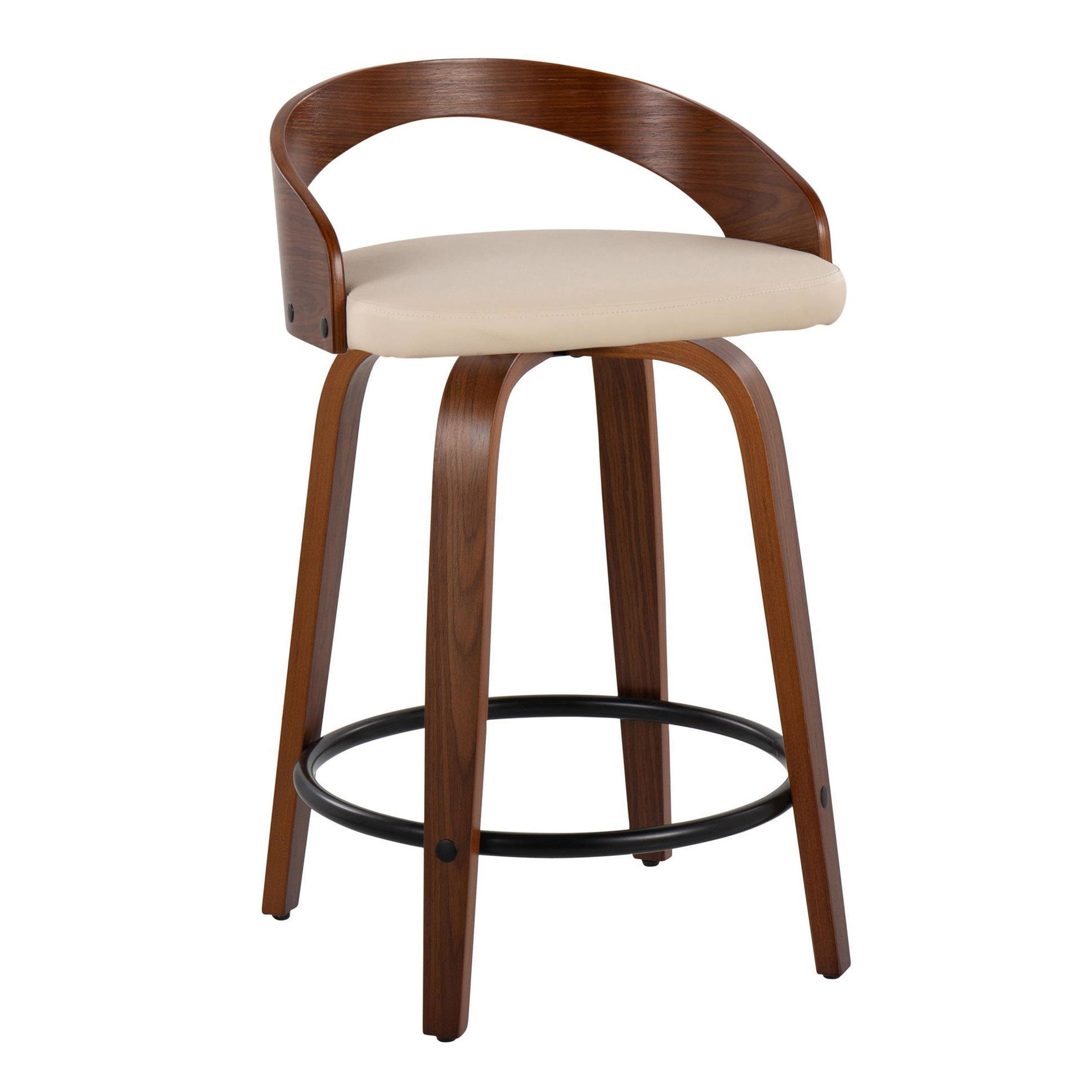 Grotto 24 Mid-Century Modern Cream Swivel Counter Stool (Set of 2) 6 Grotto 24 Mid-Century Modern Cream Swivel Counter Stool (Set of 2) - Image 6