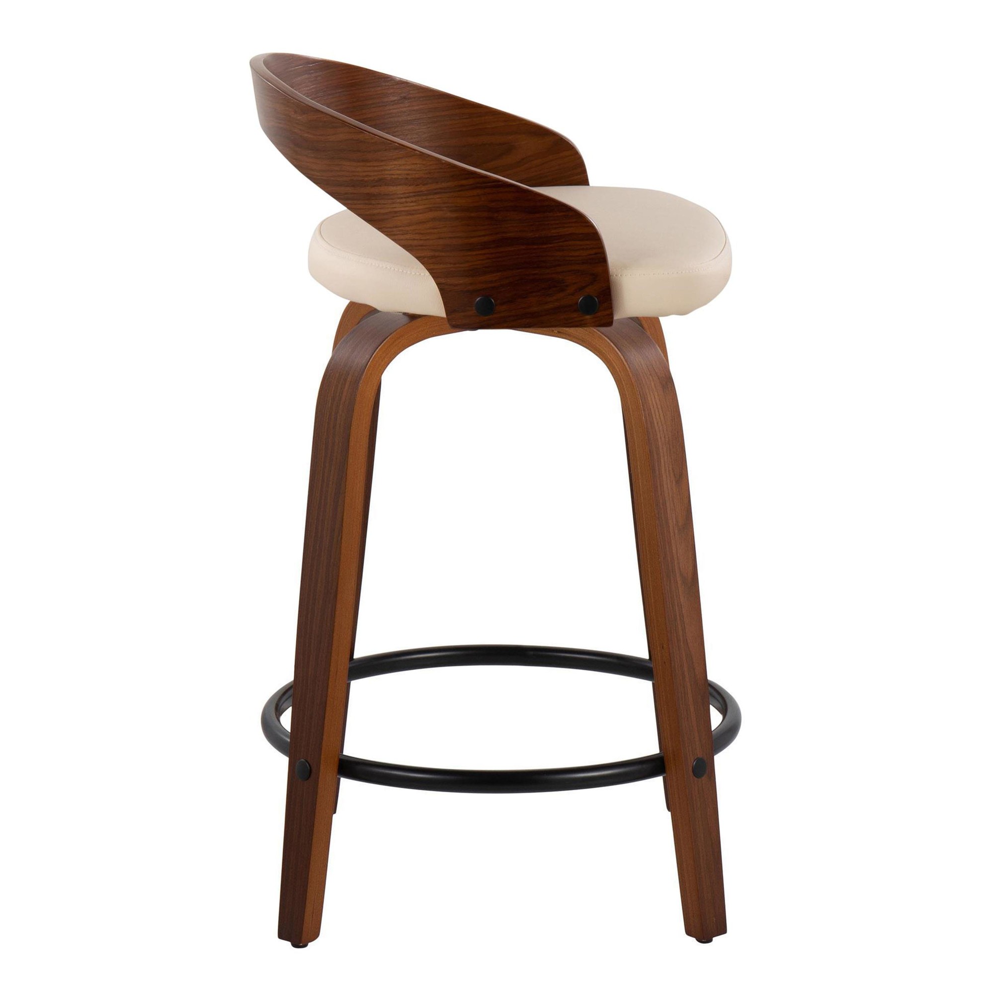 Grotto 24 Mid-Century Modern Cream Swivel Counter Stool (Set of 2) 7 Grotto 24 Mid-Century Modern Cream Swivel Counter Stool (Set of 2) - Image 7