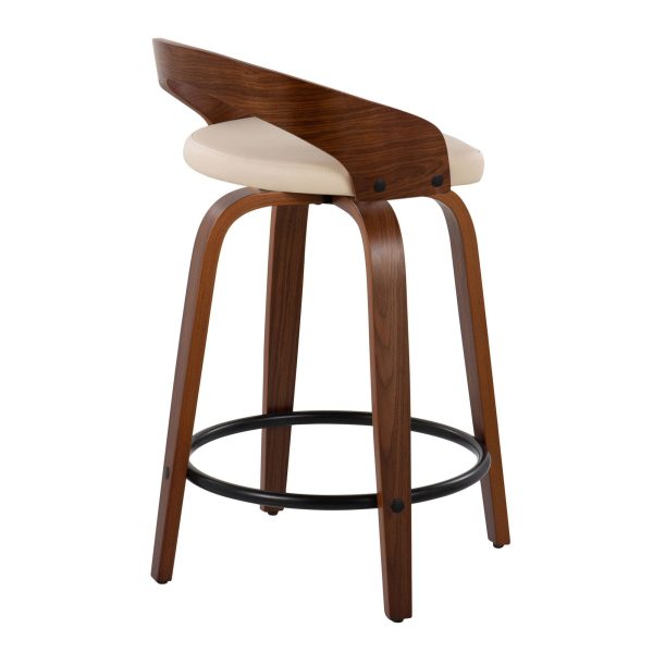 Grotto 24 Mid Century Modern Cream Swivel Counter Stool Set of 2 7