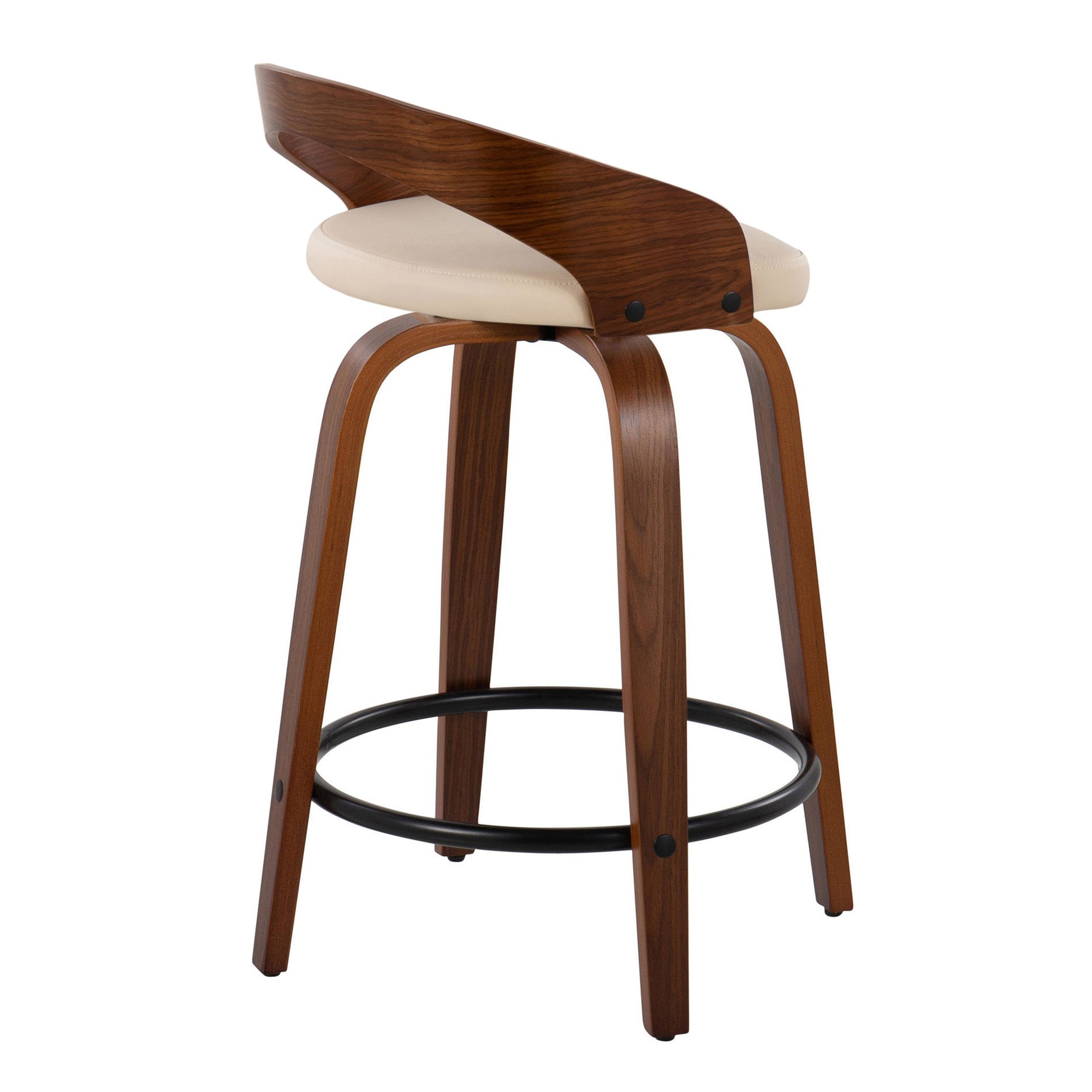 Grotto 24 Mid-Century Modern Cream Swivel Counter Stool (Set of 2) 8 Grotto 24 Mid-Century Modern Cream Swivel Counter Stool (Set of 2) - Image 8