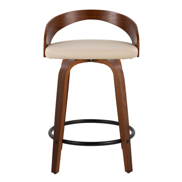 Grotto 24 Mid Century Modern Cream Swivel Counter Stool Set of 2 9