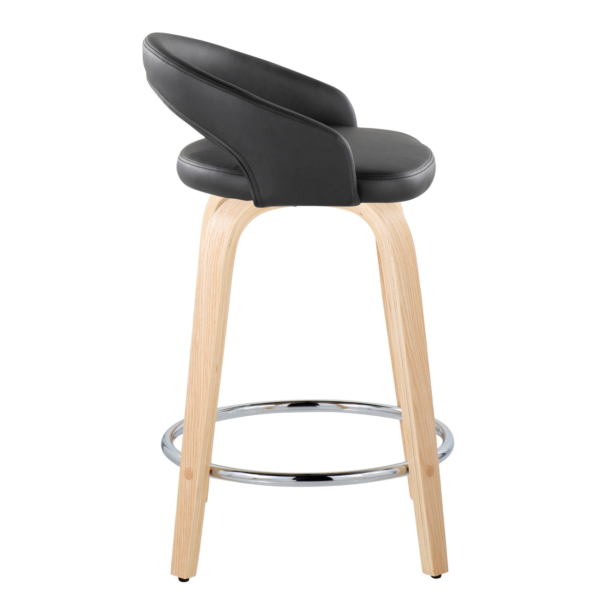Grotto 24 Natural/Black Contemporary Swivel Counter Stools (Set of 2) 5 Grotto 24 Natural/Black Contemporary Swivel Counter Stools (Set of 2) - Image 5