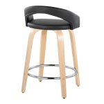 Grotto 24 Natural/Black Contemporary Swivel Counter Stools (Set of 2) 16 Grotto 24 Natural/Black Contemporary Swivel Counter Stools (Set of 2)