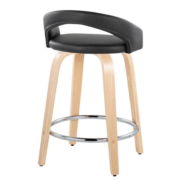 Grotto 24 NaturalBlack Contemporary Swivel Counter Stools Set of 2 5