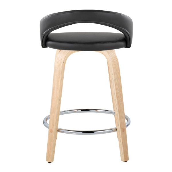 Grotto 24 NaturalBlack Contemporary Swivel Counter Stools Set of 2 6
