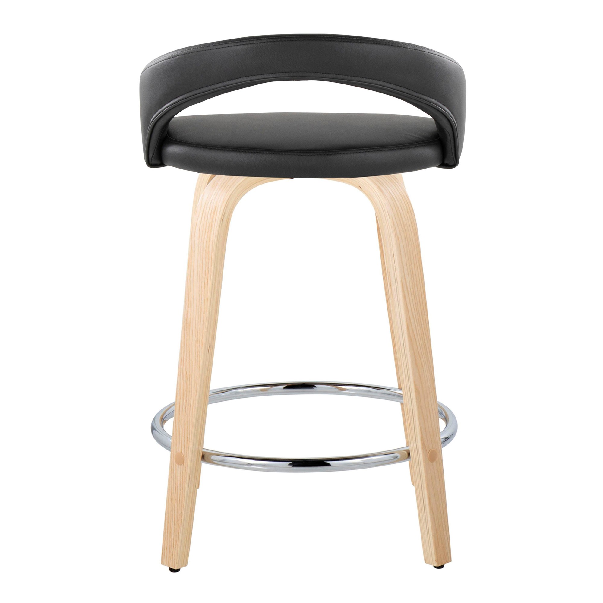 Grotto 24 Natural/Black Contemporary Swivel Counter Stools (Set of 2) 7 Grotto 24 Natural/Black Contemporary Swivel Counter Stools (Set of 2) - Image 7