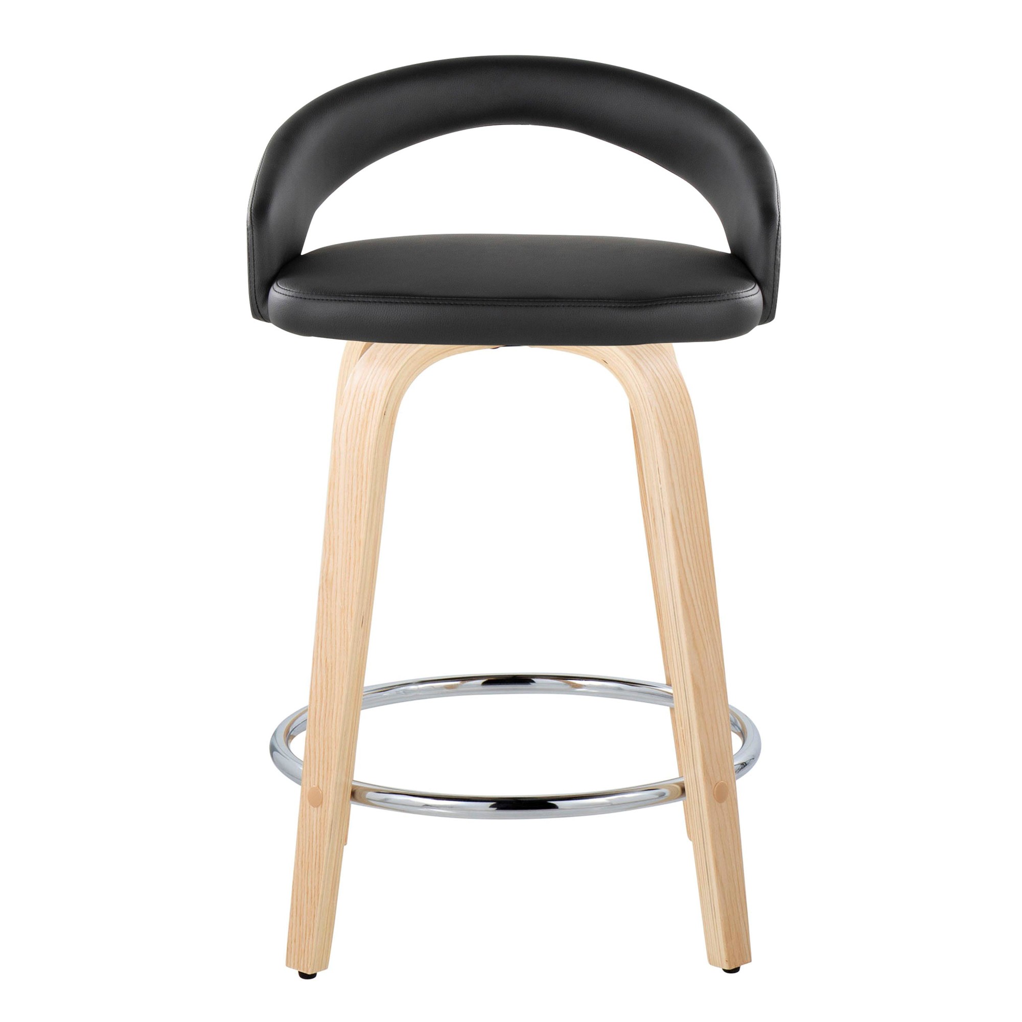 Grotto 24 Natural/Black Contemporary Swivel Counter Stools (Set of 2) 8 Grotto 24 Natural/Black Contemporary Swivel Counter Stools (Set of 2) - Image 8