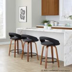 Grotto 24 Walnut Black Contemporary Swivel Counter Stools (Set of 2) 12 Grotto 24 Walnut Black Contemporary Swivel Counter Stools (Set of 2)