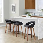 Grotto 24 Walnut Black Contemporary Swivel Counter Stools (Set of 2) 11 Grotto 24 Walnut Black Contemporary Swivel Counter Stools (Set of 2)