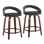 Grotto 24 Walnut Black Contemporary Swivel Counter Stools (Set of 2) 13 Grotto 24 Walnut Black Contemporary Swivel Counter Stools (Set of 2)