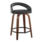 Grotto 24 Walnut Black Contemporary Swivel Counter Stools (Set of 2) 14 Grotto 24 Walnut Black Contemporary Swivel Counter Stools (Set of 2)