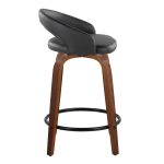 Grotto 24 Walnut Black Contemporary Swivel Counter Stools (Set of 2) 15 Grotto 24 Walnut Black Contemporary Swivel Counter Stools (Set of 2)