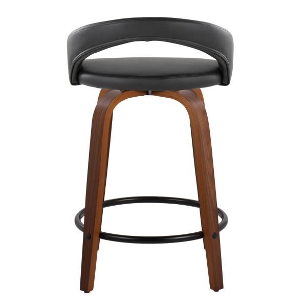 Grotto 24 Walnut Black Contemporary Swivel Counter Stools Set of 2 6
