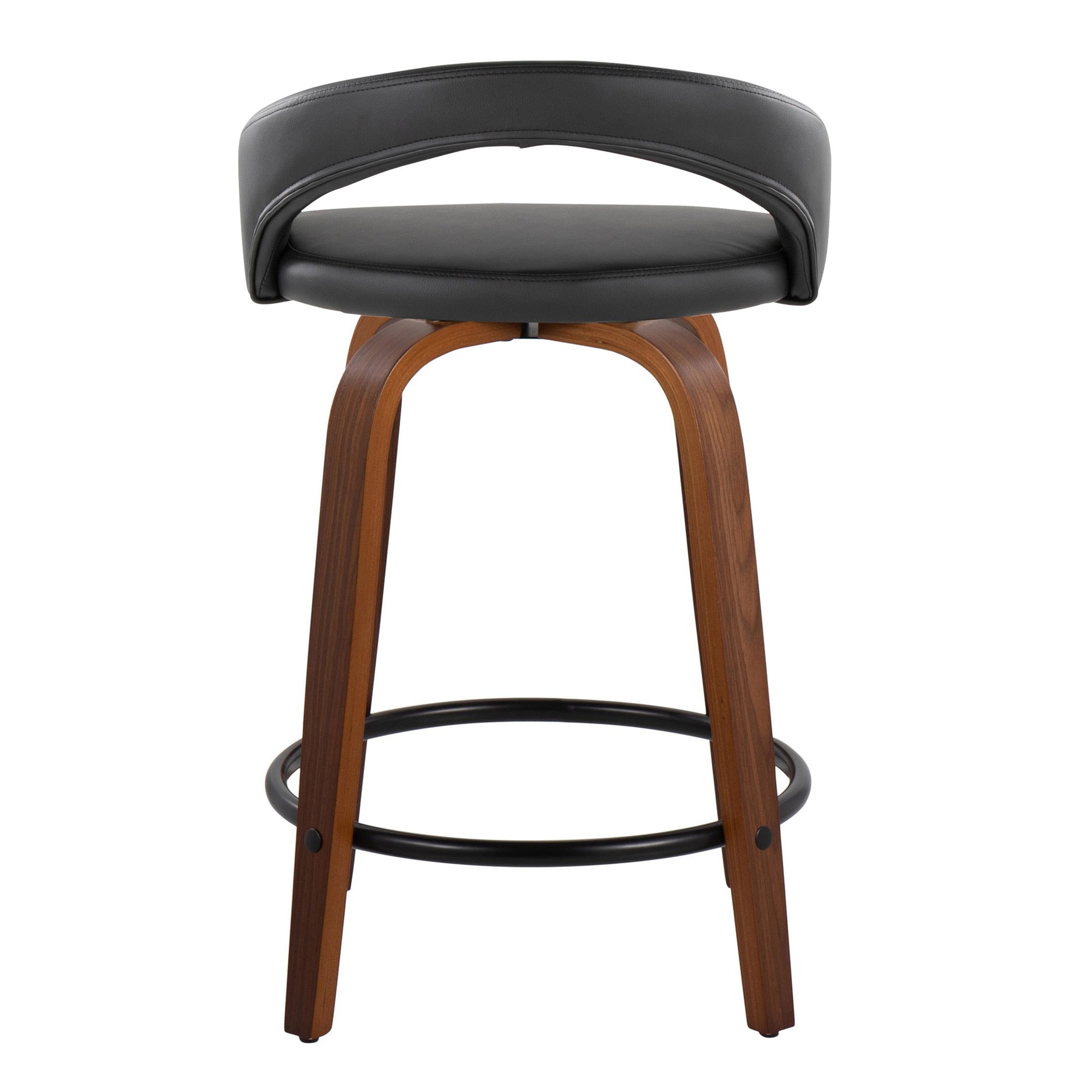 Grotto 24 Walnut Black Contemporary Swivel Counter Stools (Set of 2) 7 Grotto 24 Walnut Black Contemporary Swivel Counter Stools (Set of 2) - Image 7