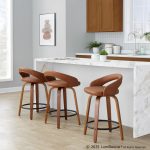 Grotto 24" Walnut Contemporary Camel Swivel Counter Stools (Set of 2) 11 Grotto 24" Walnut Contemporary Camel Swivel Counter Stools (Set of 2)