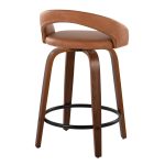 Grotto 24" Walnut Contemporary Camel Swivel Counter Stools (Set of 2) 16 Grotto 24" Walnut Contemporary Camel Swivel Counter Stools (Set of 2)