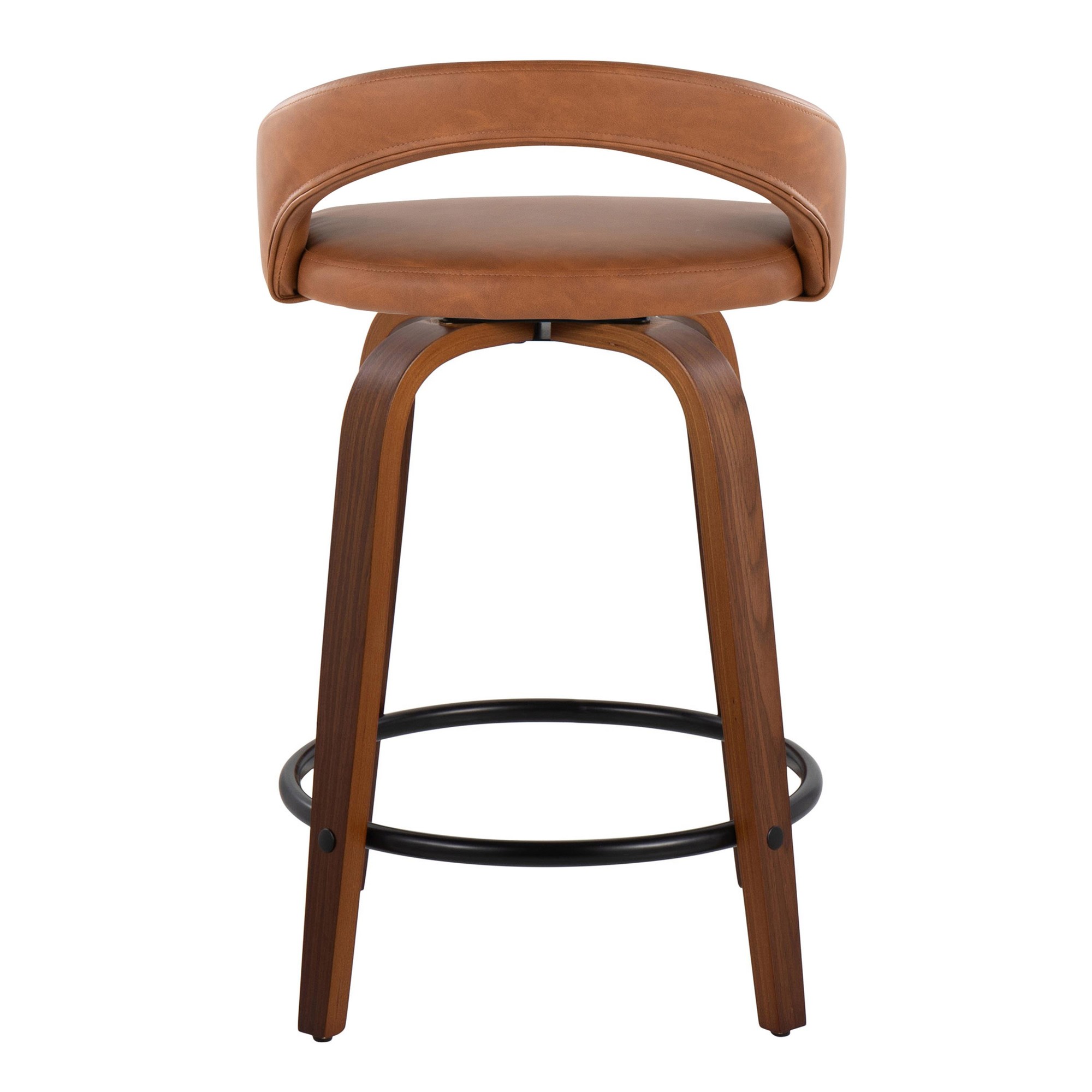 Grotto 24" Walnut Contemporary Camel Swivel Counter Stools (Set of 2) 7 Grotto 24" Walnut Contemporary Camel Swivel Counter Stools (Set of 2) - Image 7