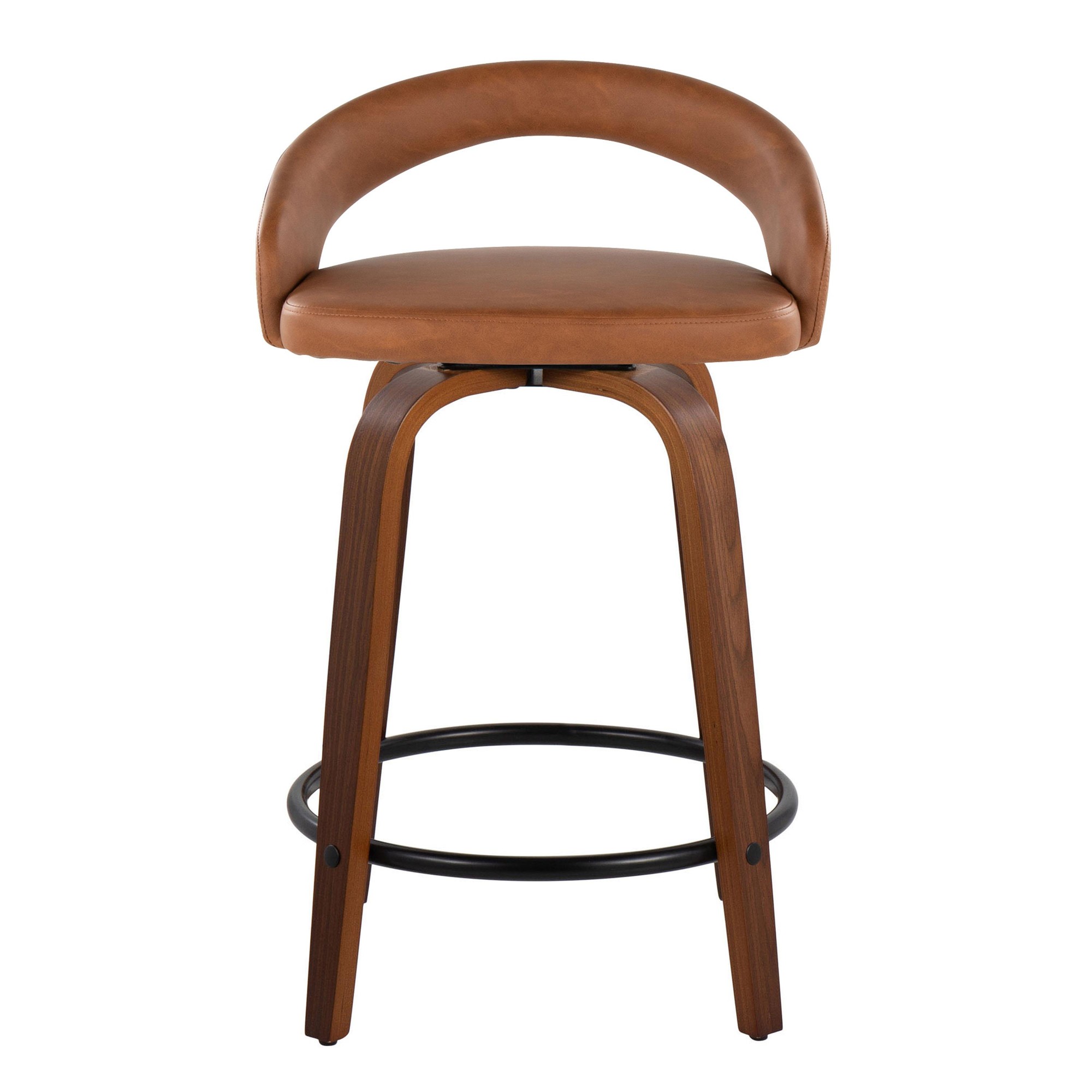 Grotto 24" Walnut Contemporary Camel Swivel Counter Stools (Set of 2) 8 Grotto 24" Walnut Contemporary Camel Swivel Counter Stools (Set of 2) - Image 8