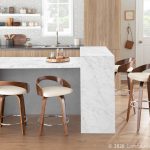 Grotto 24 Walnut Cream Swivel Mid-Century Modern Counter Stool (Set of 2) 3 Grotto 24 Walnut Cream Swivel Mid-Century Modern Counter Stool (Set of 2)