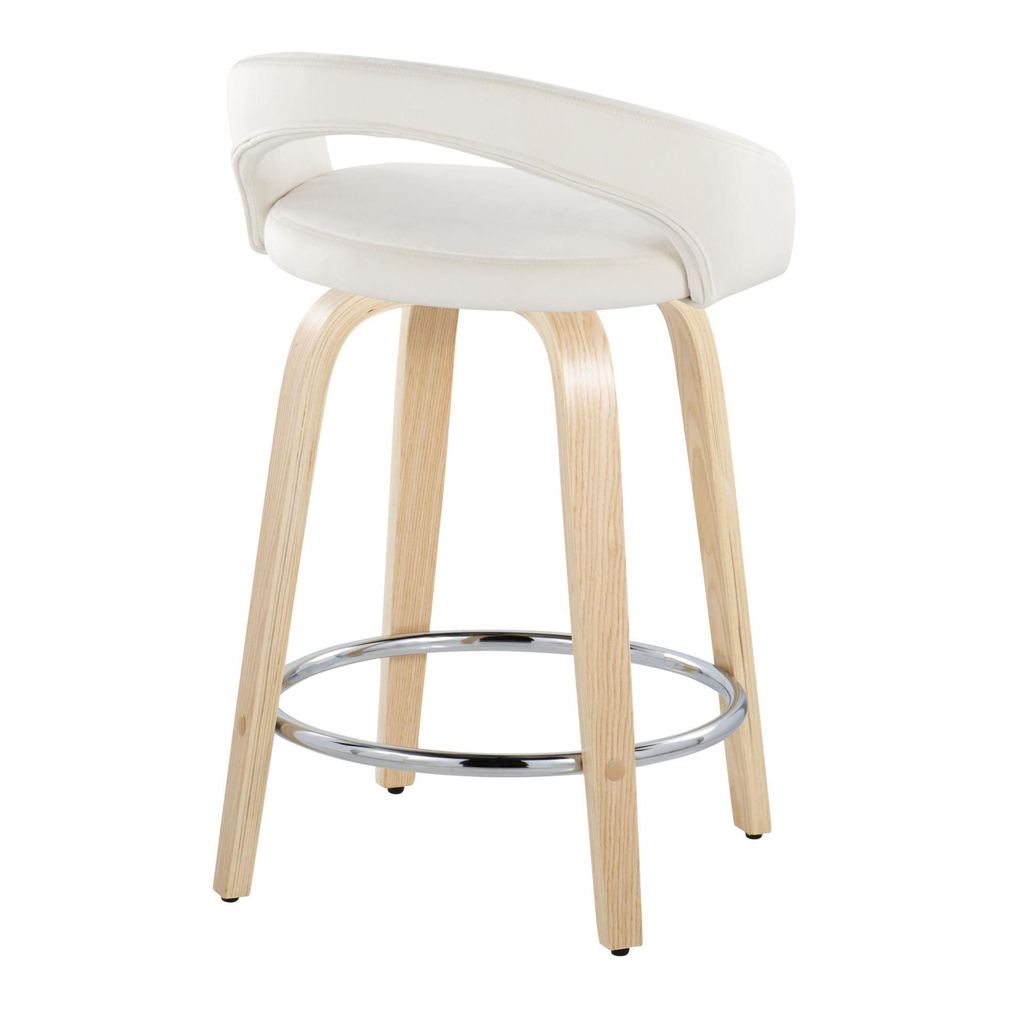 Grotto 24 White Velvet Contemporary Swivel Counter Stools (Set of 2) 6 Grotto 24 White Velvet Contemporary Swivel Counter Stools (Set of 2) - Image 6