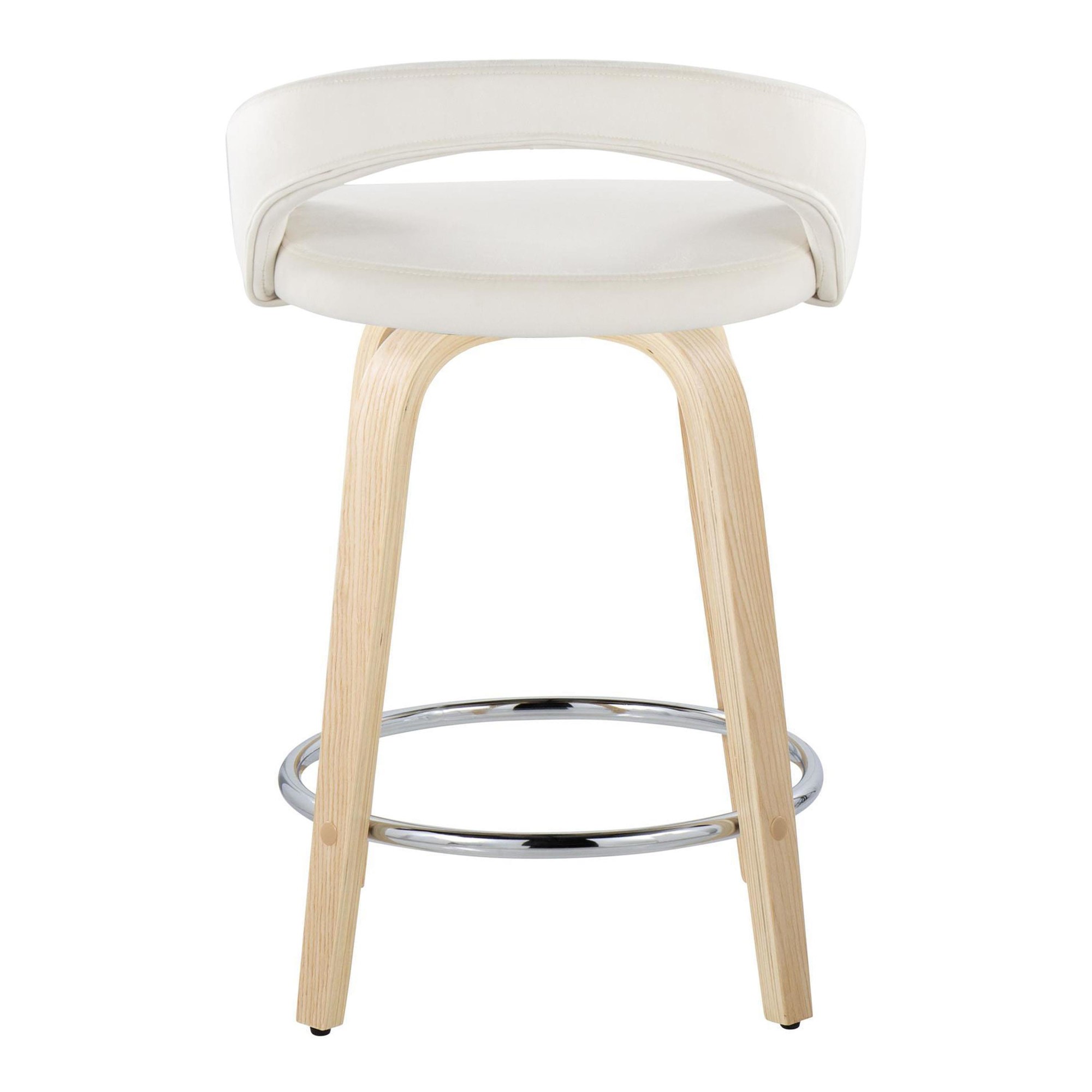 Grotto 24 White Velvet Contemporary Swivel Counter Stools (Set of 2) 7 Grotto 24 White Velvet Contemporary Swivel Counter Stools (Set of 2) - Image 7