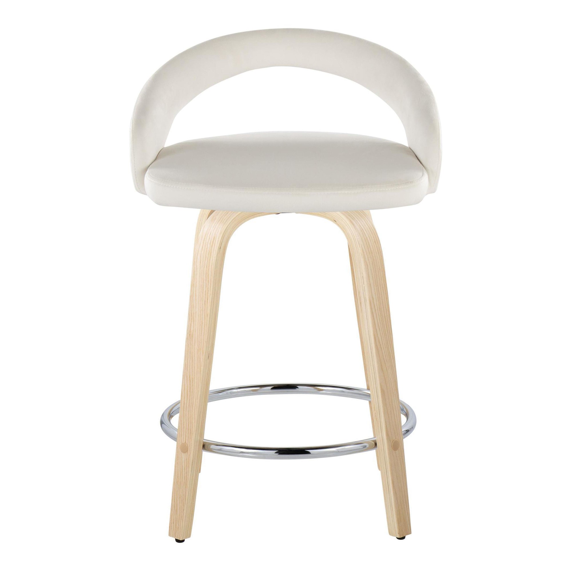 Grotto 24 White Velvet Contemporary Swivel Counter Stools (Set of 2) 8 Grotto 24 White Velvet Contemporary Swivel Counter Stools (Set of 2) - Image 8