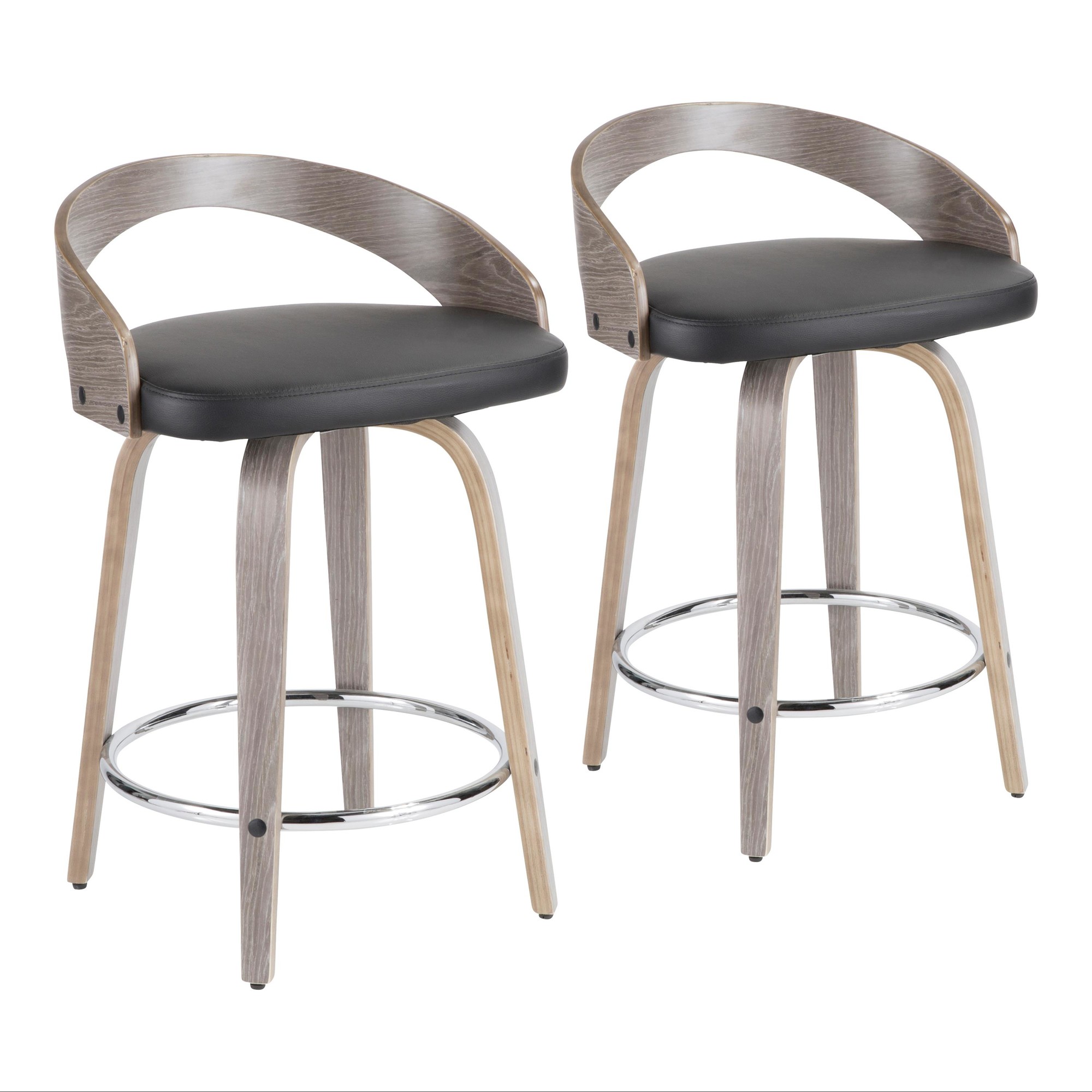 Grotto 25" Mid-Century Modern Swivel Counter Stools (Set of 2) 4 Grotto 25" Mid-Century Modern Swivel Counter Stools (Set of 2) - Image 4