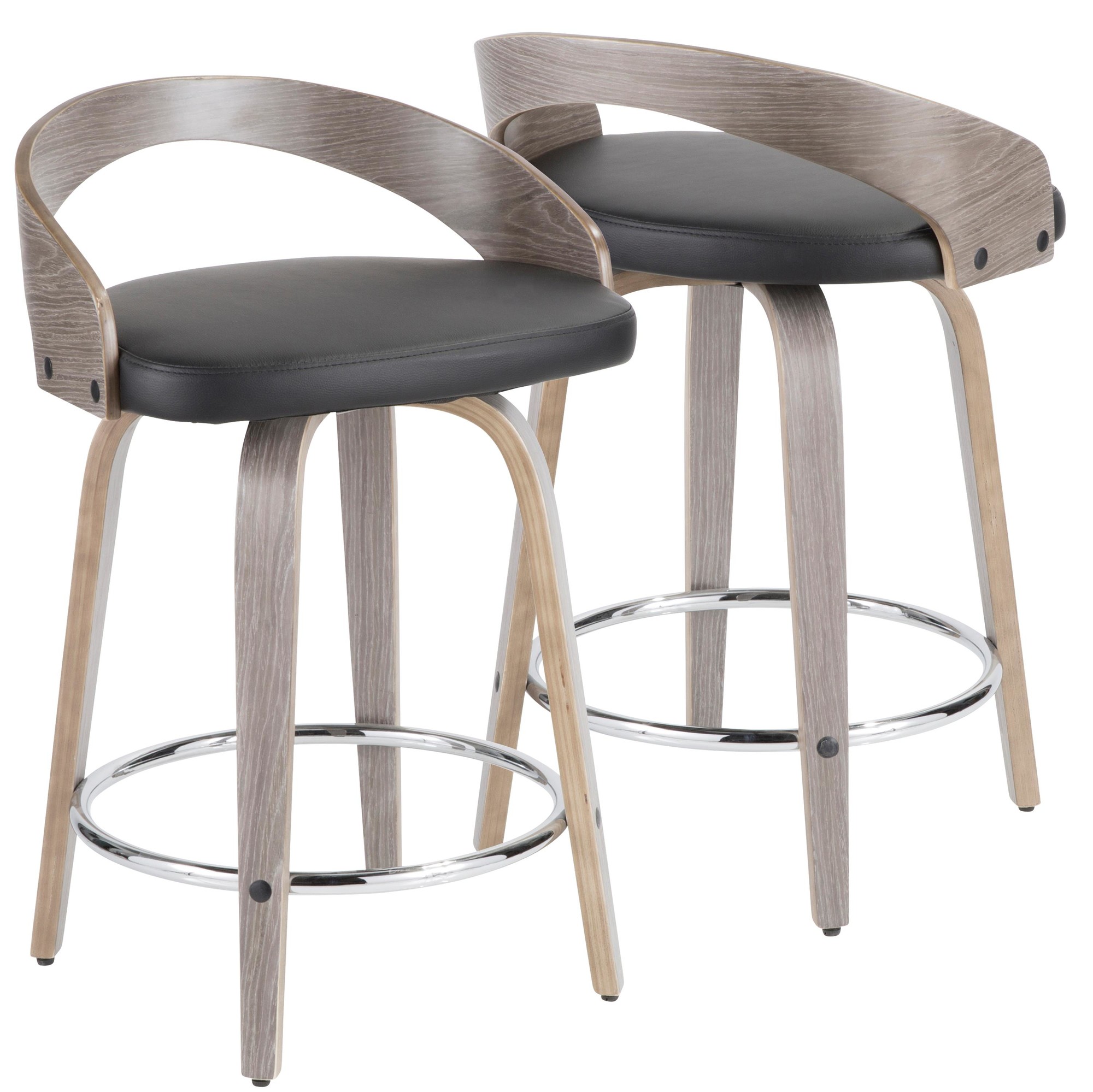 Grotto 25" Mid-Century Modern Swivel Counter Stools (Set of 2) 5 Grotto 25" Mid-Century Modern Swivel Counter Stools (Set of 2) - Image 5