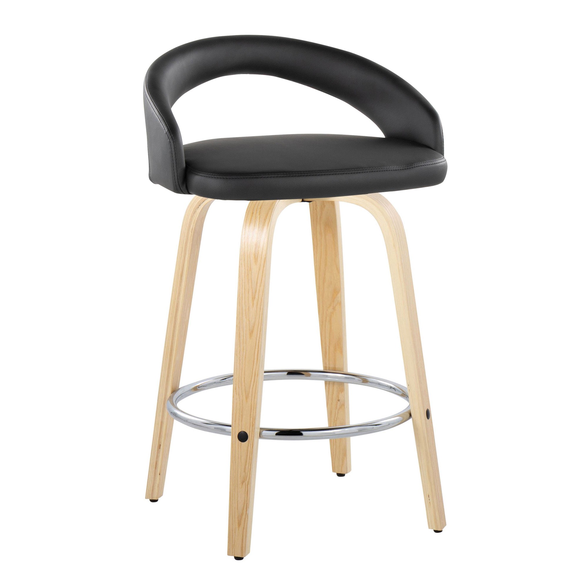 Grotto 26 Contemporary Black Faux Leather Swivel Stools (Set of 2) 4 Grotto 26 Contemporary Black Faux Leather Swivel Stools (Set of 2) - Image 4