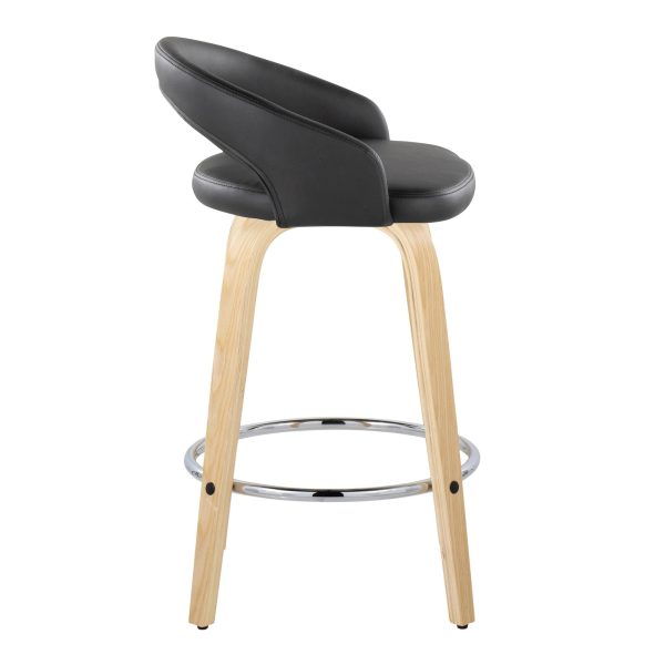 Grotto 26 Contemporary Black Faux Leather Swivel Stools Set of 2 4