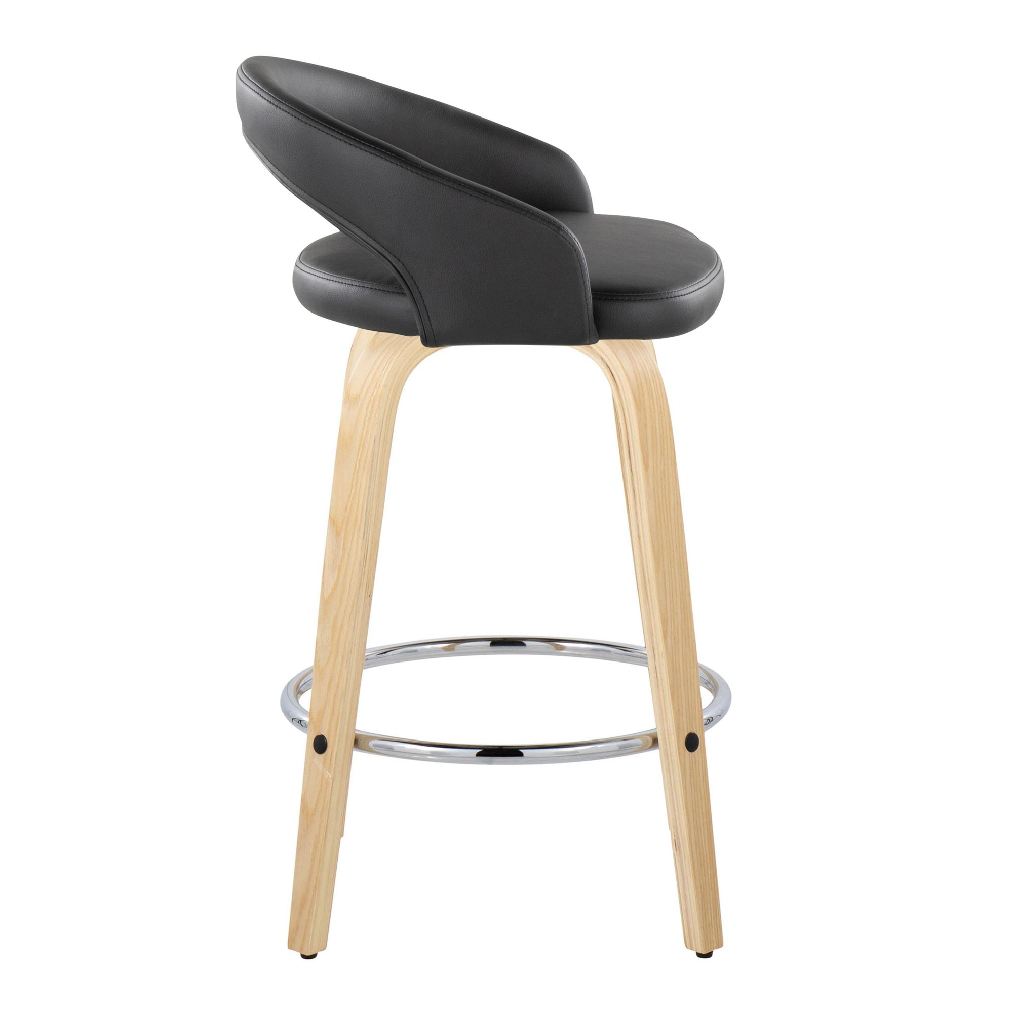 Grotto 26 Contemporary Black Faux Leather Swivel Stools (Set of 2) 5 Grotto 26 Contemporary Black Faux Leather Swivel Stools (Set of 2) - Image 5