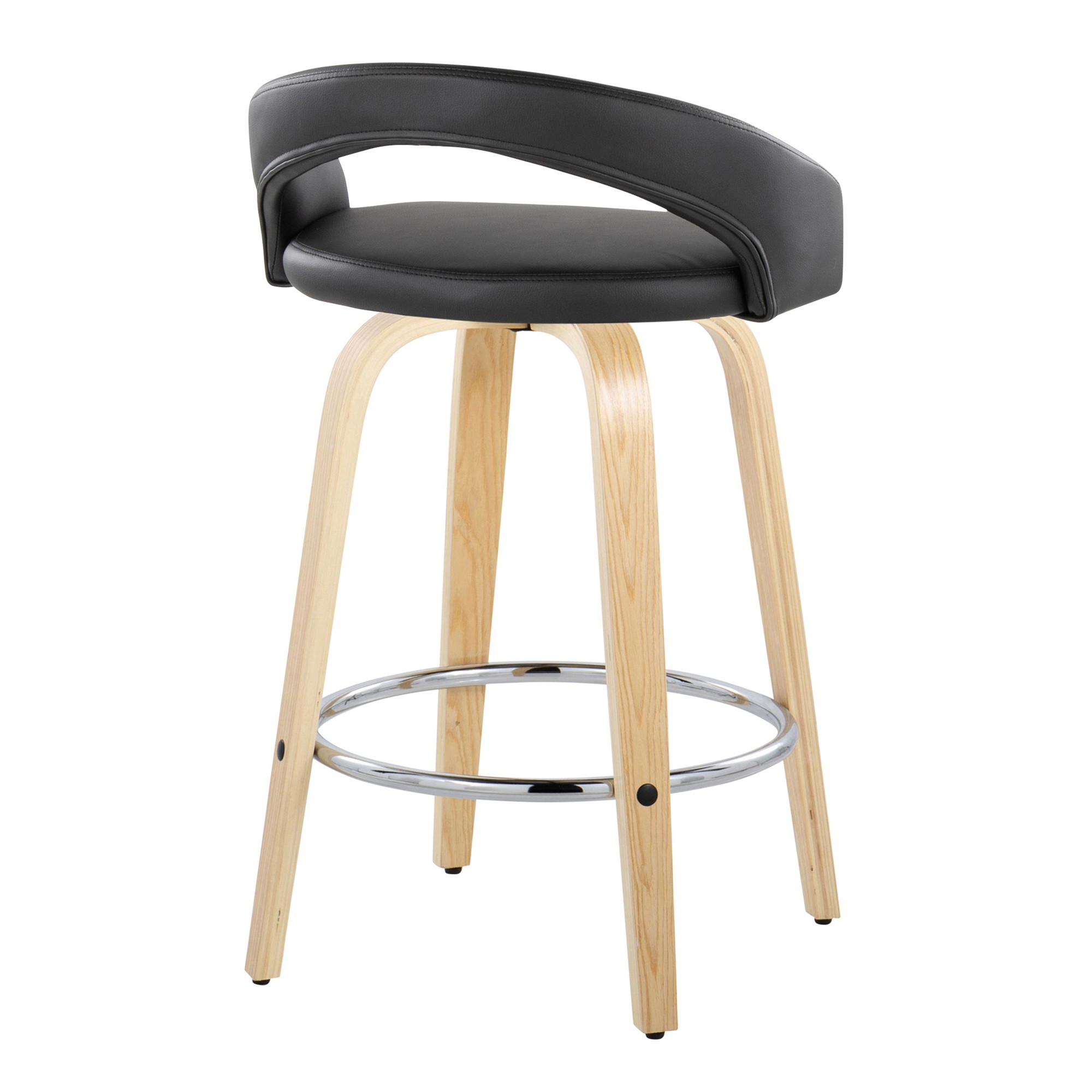 Grotto 26 Contemporary Black Faux Leather Swivel Stools (Set of 2) 6 Grotto 26 Contemporary Black Faux Leather Swivel Stools (Set of 2) - Image 6