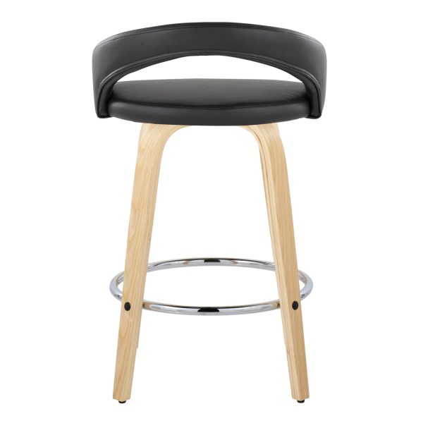 Grotto 26 Contemporary Black Faux Leather Swivel Stools Set of 2 6