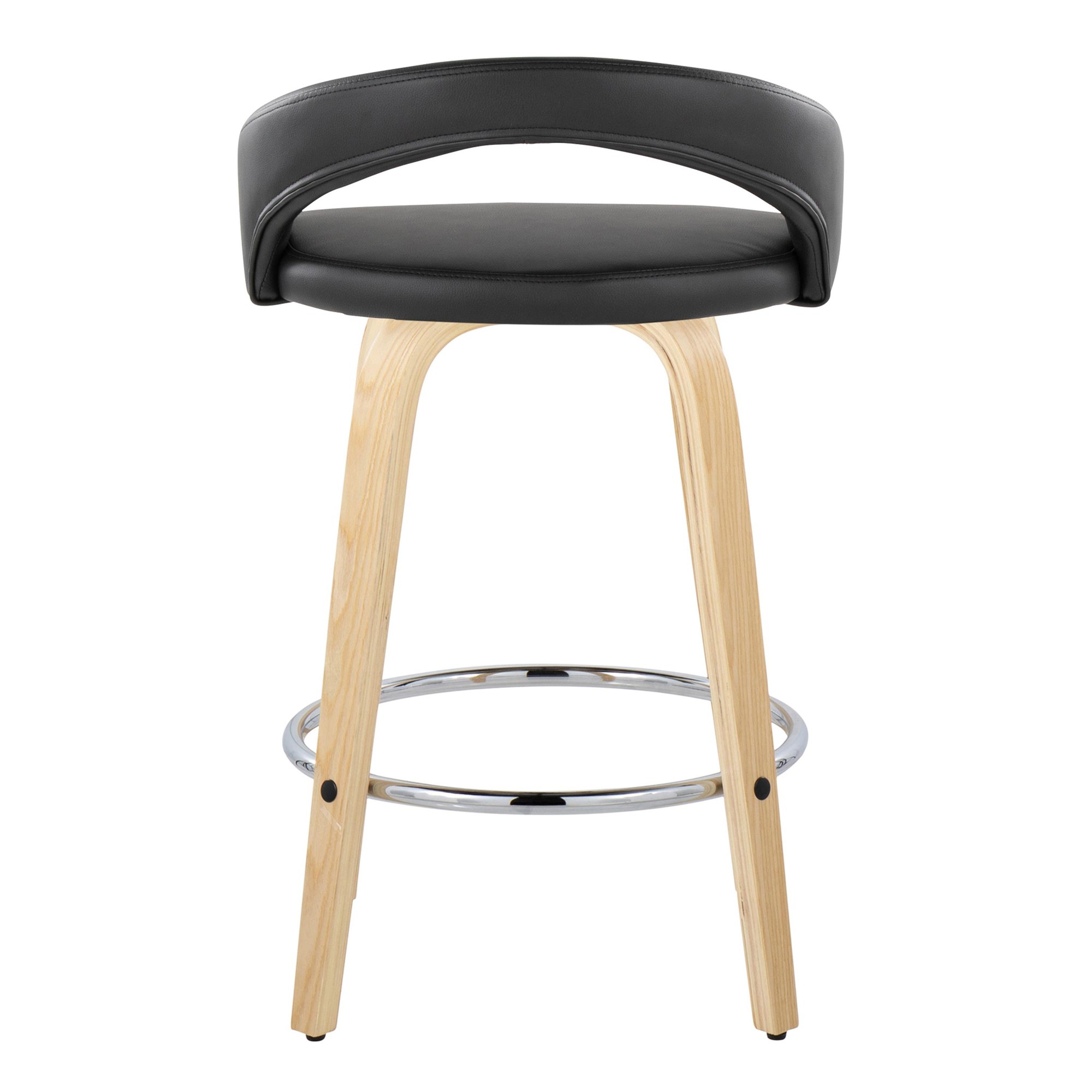 Grotto 26 Contemporary Black Faux Leather Swivel Stools (Set of 2) 7 Grotto 26 Contemporary Black Faux Leather Swivel Stools (Set of 2) - Image 7