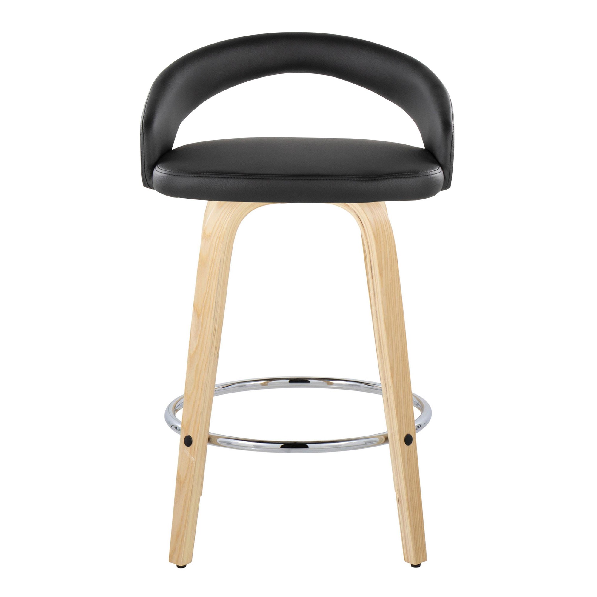Grotto 26 Contemporary Black Faux Leather Swivel Stools (Set of 2) 8 Grotto 26 Contemporary Black Faux Leather Swivel Stools (Set of 2) - Image 8