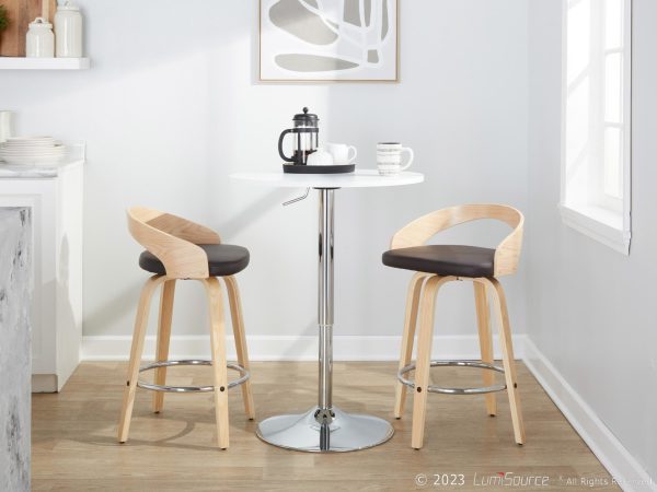 Grotto 26 Contemporary Brown Faux Leather Swivel Counter Stools Set of 2 2