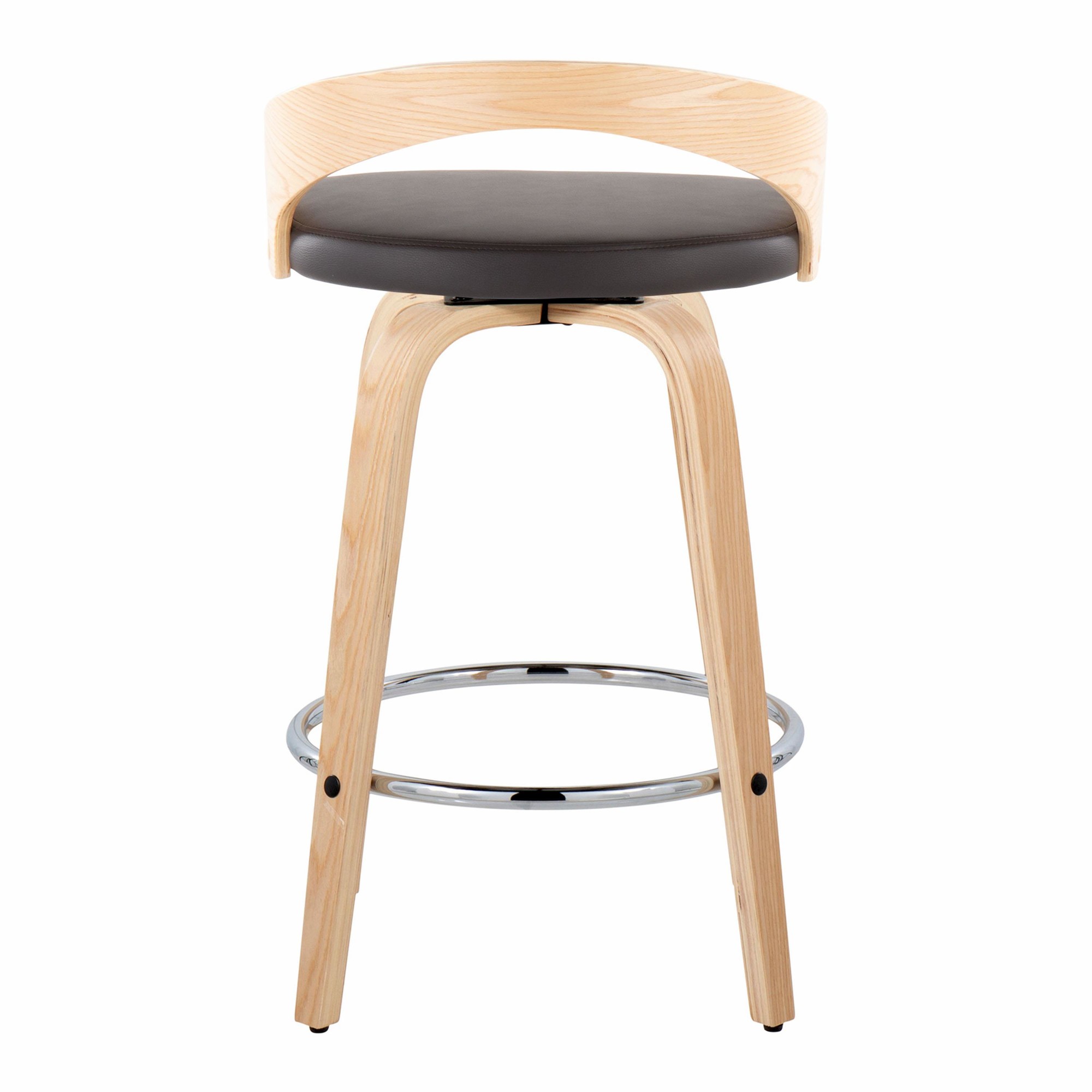 Grotto 26 Contemporary Brown Faux Leather Swivel Counter Stools (Set of 2) 9 Grotto 26 Contemporary Brown Faux Leather Swivel Counter Stools (Set of 2) - Image 9