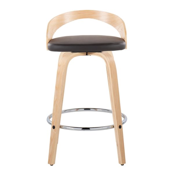 Grotto 26 Contemporary Brown Faux Leather Swivel Counter Stools Set of 2 9