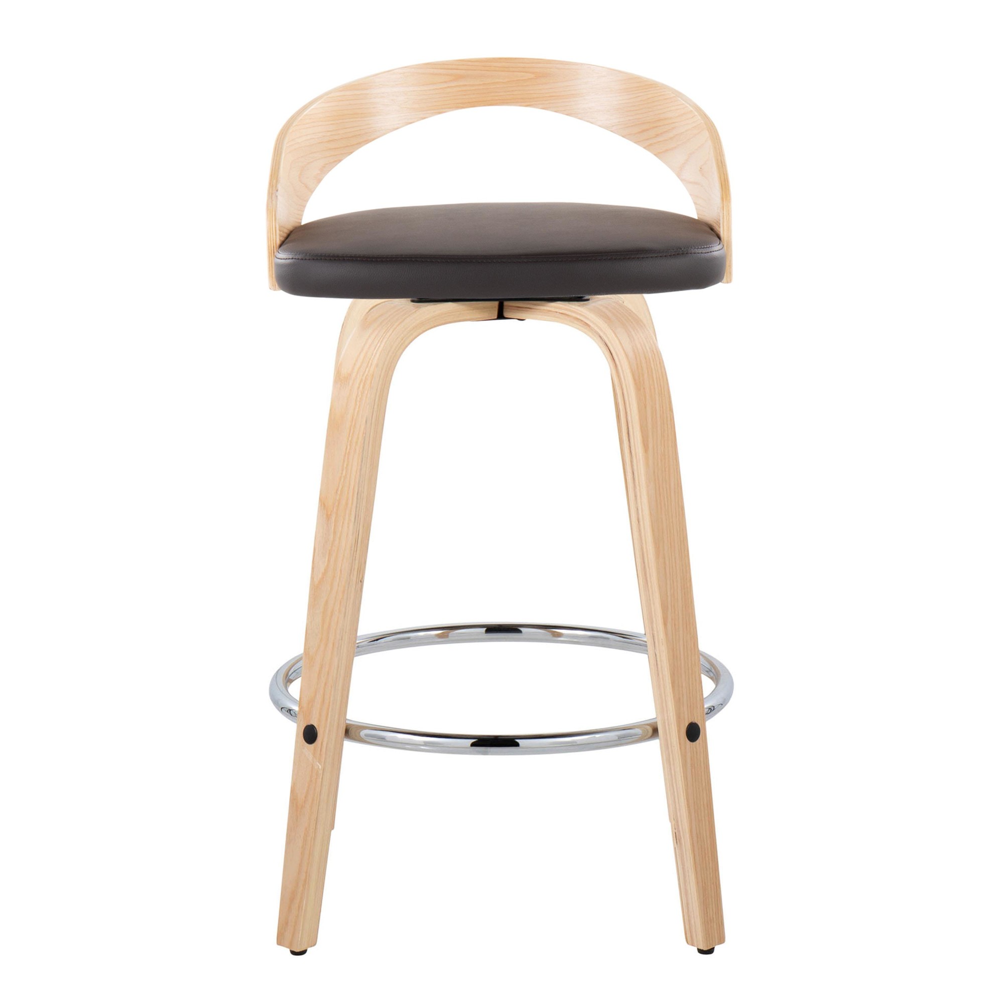 Grotto 26 Contemporary Brown Faux Leather Swivel Counter Stools (Set of 2) 10 Grotto 26 Contemporary Brown Faux Leather Swivel Counter Stools (Set of 2) - Image 10