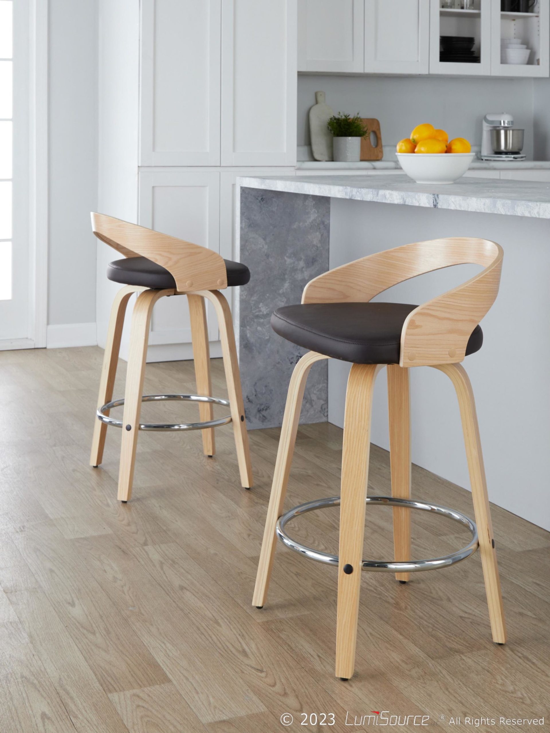 Grotto 26 Contemporary Brown Faux Leather Swivel Counter Stools (Set of 2) 1 Grotto 26 Contemporary Brown Faux Leather Swivel Counter Stools (Set of 2)