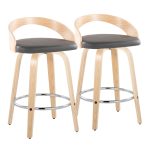 Grotto 26 Contemporary Grey Faux Leather Swivel Counter Stools (Set of 2) 16 Grotto 26 Contemporary Grey Faux Leather Swivel Counter Stools (Set of 2)