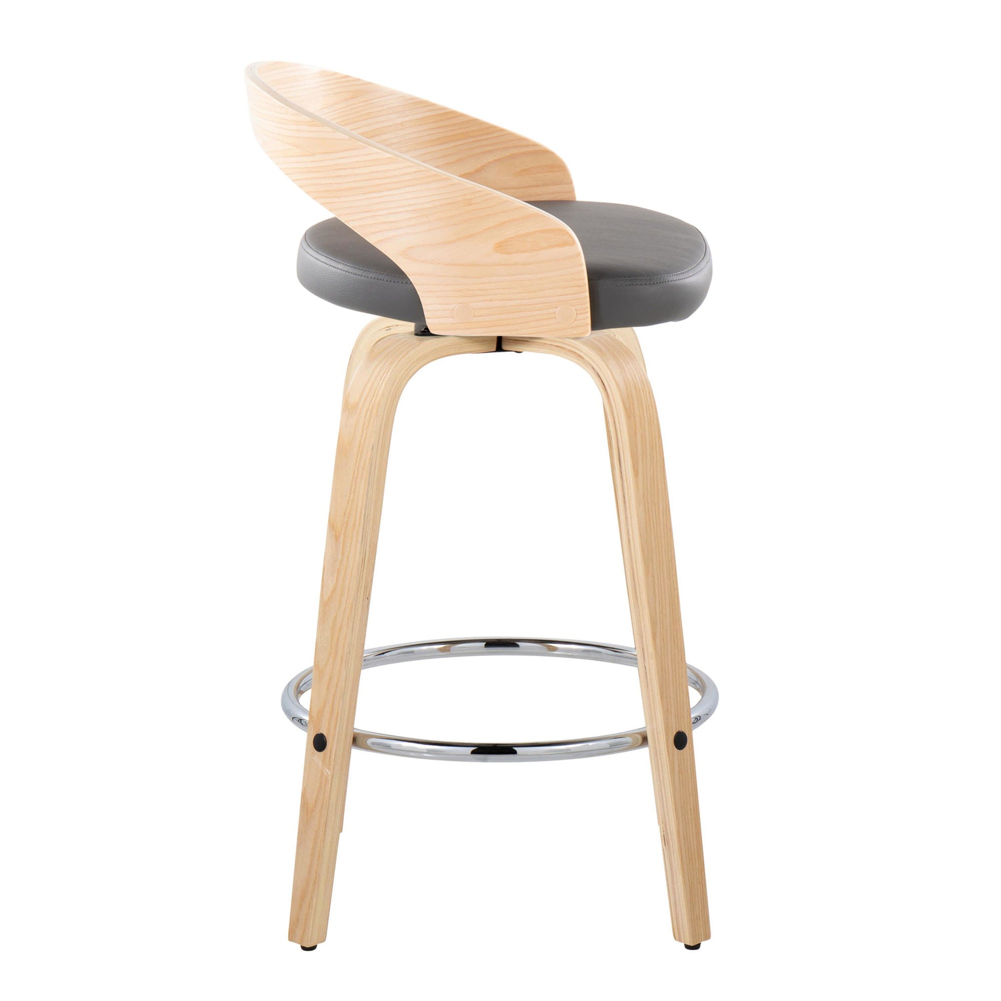 Grotto 26 Contemporary Grey Faux Leather Swivel Counter Stools (Set of 2) 7 Grotto 26 Contemporary Grey Faux Leather Swivel Counter Stools (Set of 2) - Image 7