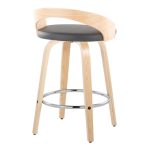 Grotto 26 Contemporary Grey Faux Leather Swivel Counter Stools (Set of 2) 19 Grotto 26 Contemporary Grey Faux Leather Swivel Counter Stools (Set of 2)