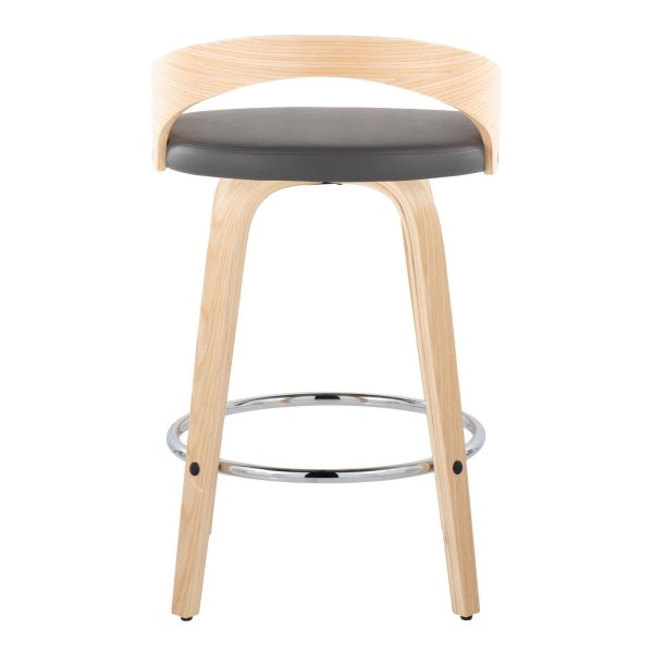 Grotto 26 Contemporary Grey Faux Leather Swivel Counter Stools Set of 2 8