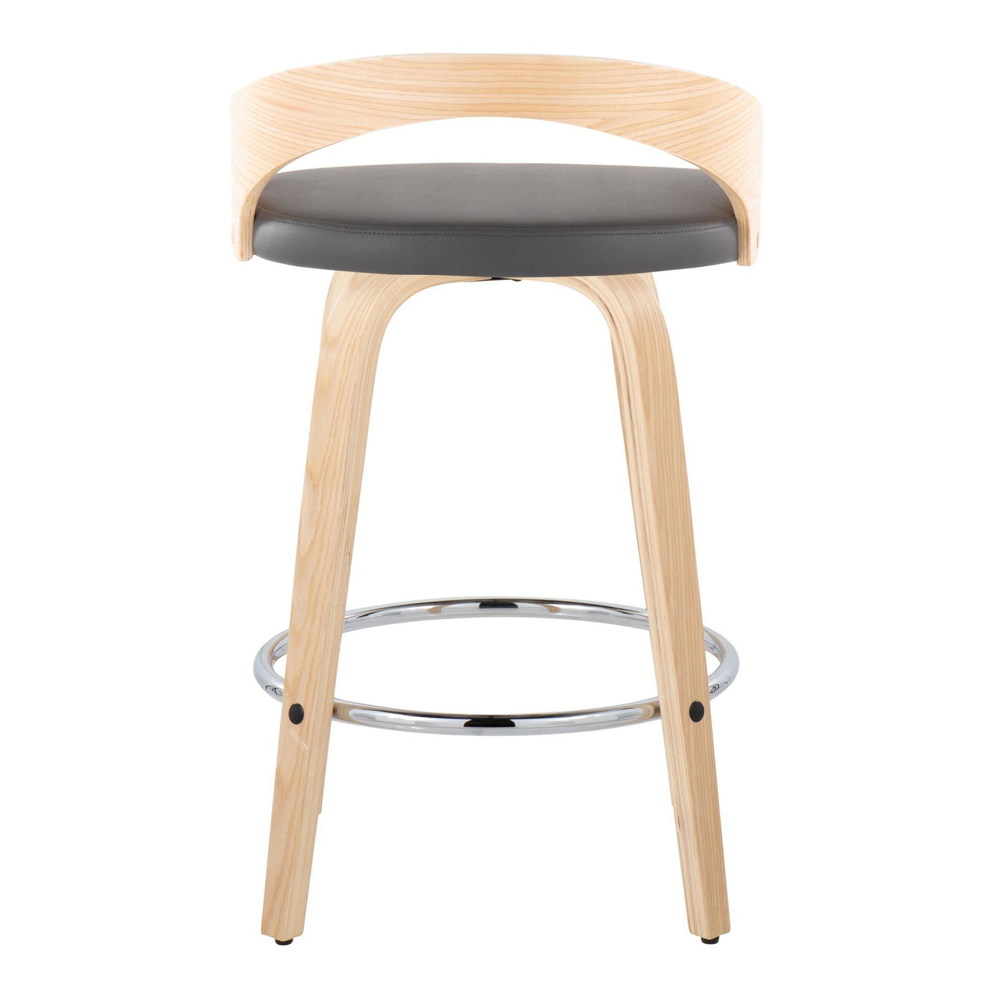 Grotto 26 Contemporary Grey Faux Leather Swivel Counter Stools (Set of 2) 9 Grotto 26 Contemporary Grey Faux Leather Swivel Counter Stools (Set of 2) - Image 9