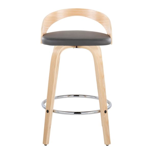 Grotto 26 Contemporary Grey Faux Leather Swivel Counter Stools Set of 2 9