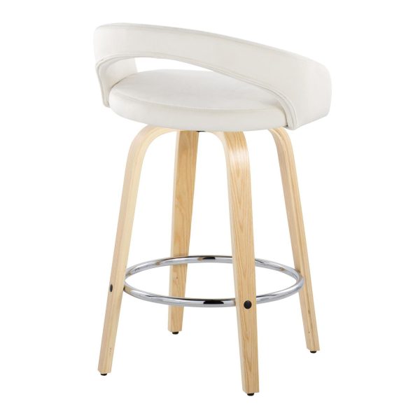 Grotto 26 Contemporary White Velvet Swivel Counter Stools Set of 2 3