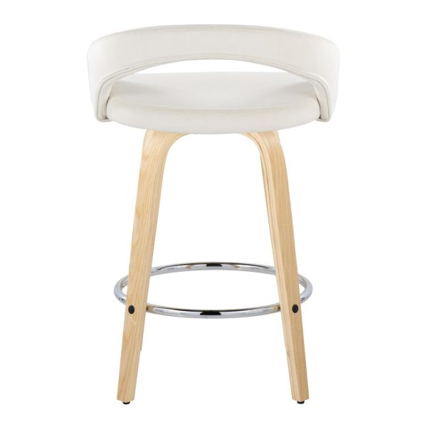Grotto 26 Contemporary White Velvet Swivel Counter Stools Set of 2 4
