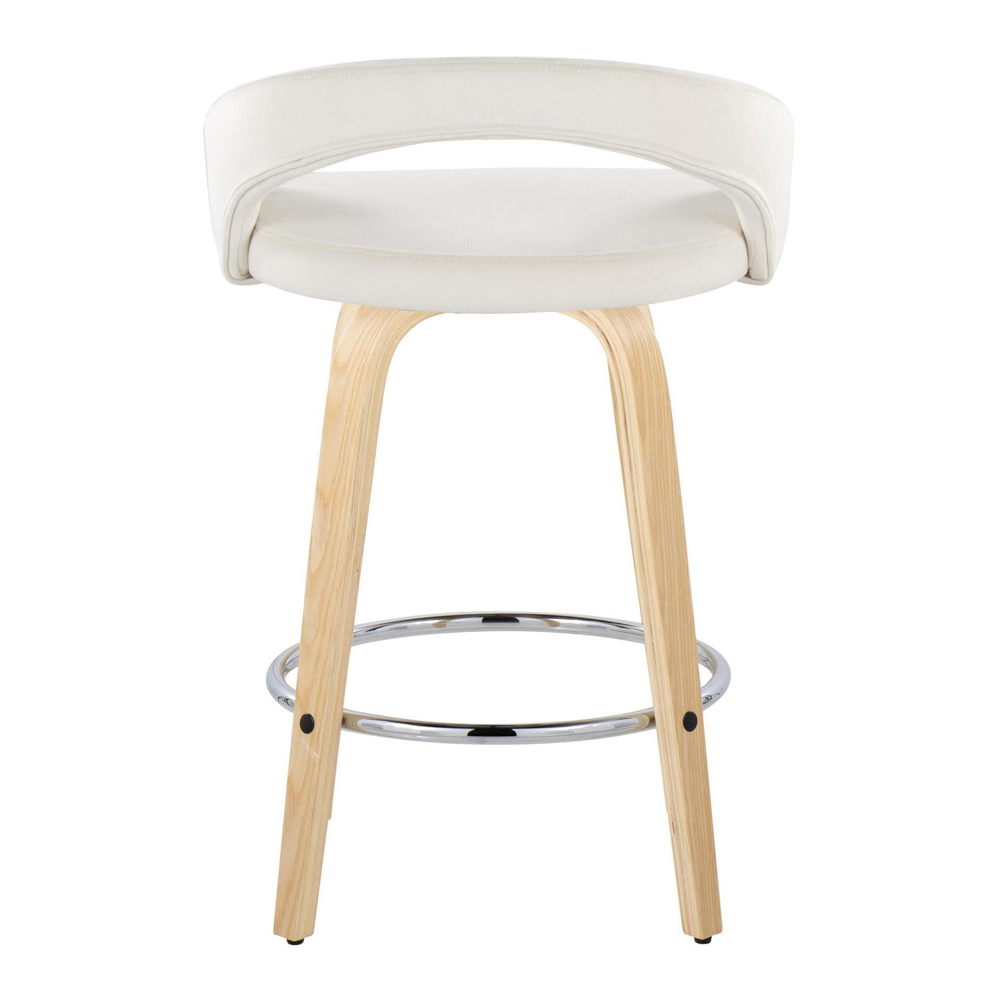 Grotto 26" Contemporary White Velvet Swivel Counter Stools (Set of 2) 5 Grotto 26" Contemporary White Velvet Swivel Counter Stools (Set of 2) - Image 5
