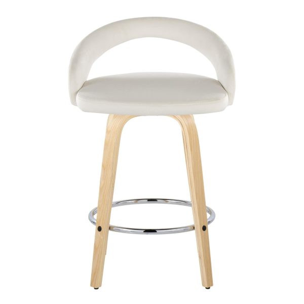 Grotto 26 Contemporary White Velvet Swivel Counter Stools Set of 2 5